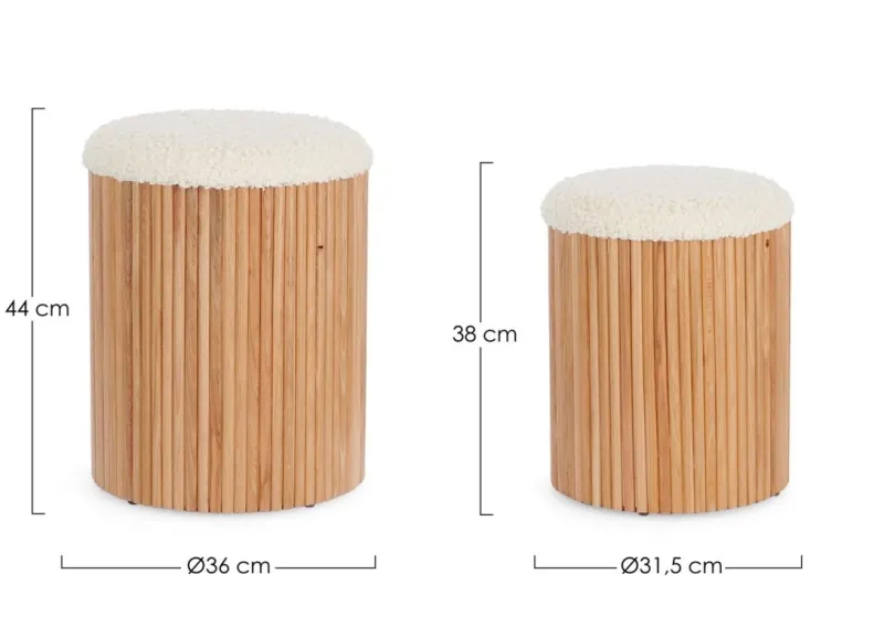 Discount Bizzotto SET2 POUF CONTENITORE IN TESSUTO NATURALE - NEDA