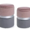Discount Bizzotto SET2 POUF CONTENITORE ROSA GRIGIO - POLINA