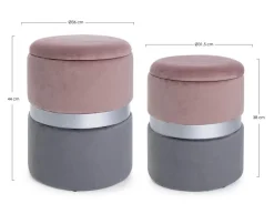 Discount Bizzotto SET2 POUF CONTENITORE ROSA GRIGIO - POLINA