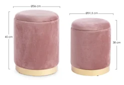 Discount Bizzotto SET2 POUF CONTENITORE ROSA ANTICO - POLINA