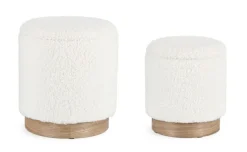 Online Bizzotto SET2 POUF CONTENITORE ZOYA BIANCO TEDDY