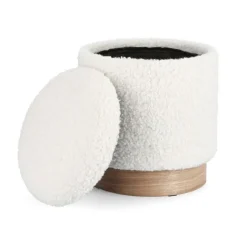 Online Bizzotto SET2 POUF CONTENITORE ZOYA BIANCO TEDDY