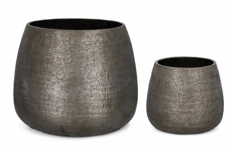 Clearance Bizzotto SET2 P.VASO EMEI BOMBATO GRIGIO