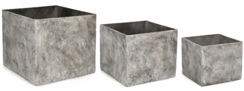 Sale Bizzotto SET3 P.VASO MEILI QUADRATO ALTO GRIGIO