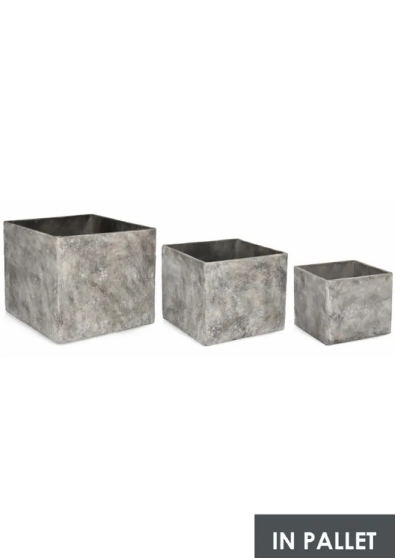 Sale Bizzotto SET3 P.VASO MEILI QUADRATO ALTO GRIGIO