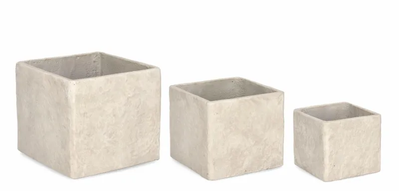 Discount Bizzotto SET3 P.VASO MEILI QUADRATO BASSO BEIGE