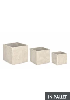Discount Bizzotto SET3 P.VASO MEILI QUADRATO BASSO BEIGE