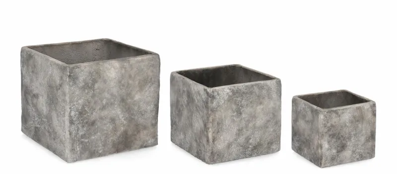Hot Bizzotto SET3 P.VASO MEILI QUADRATO BASSO GRIGIO