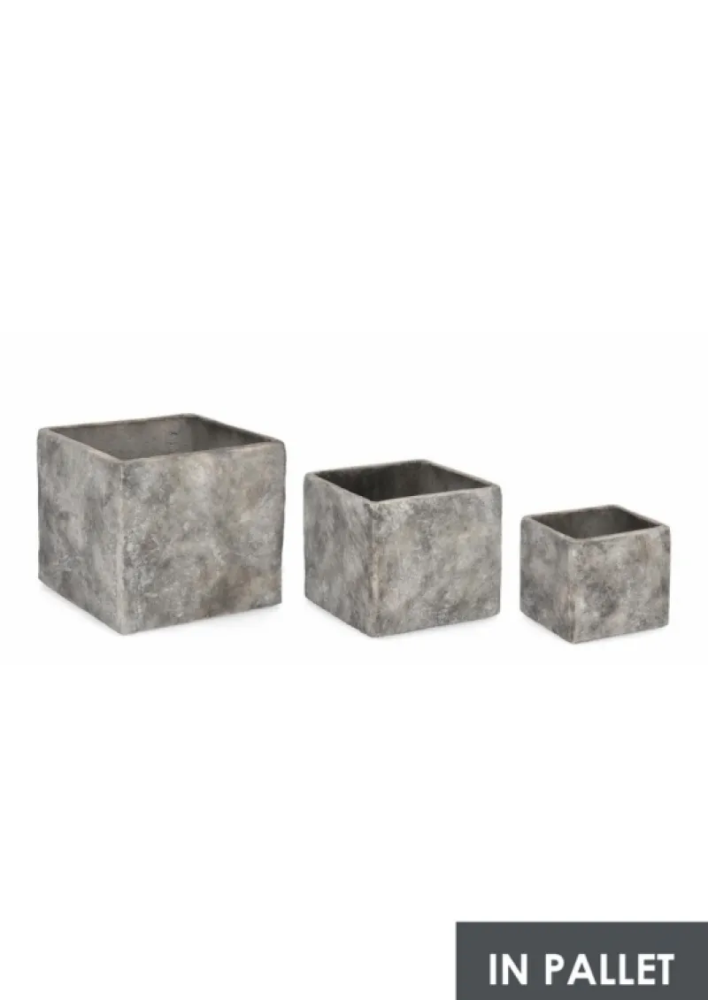 Hot Bizzotto SET3 P.VASO MEILI QUADRATO BASSO GRIGIO