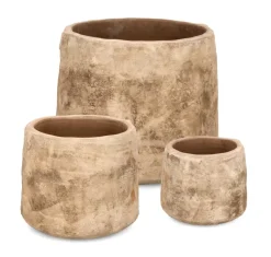 Outlet Bizzotto SET3 P.VASO MINH BASSO TERRACOTTA BRUNIT