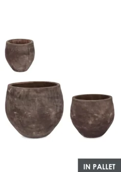 Clearance Bizzotto SET3 P.VASO MINH BOMB TERRACOTTA SCURA