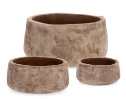 Outlet Bizzotto SET3 P.VASO MINH TONDO TERRACOTTA BRUNIT