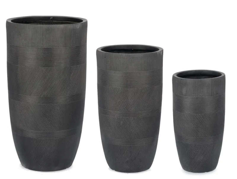Discount Bizzotto SET3 P.VASO RIGO TO ANTRACITE ALTO