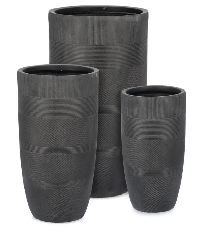 Discount Bizzotto SET3 P.VASO RIGO TO ANTRACITE ALTO