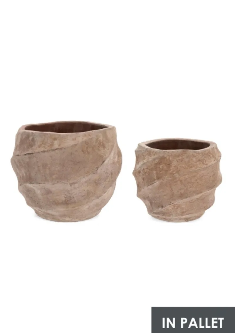 Best Bizzotto SET2 P.VASO TEIDE BASS TERRACOTTA BRUNIT