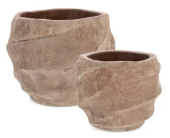 Best Bizzotto SET2 P.VASO TEIDE BASS TERRACOTTA BRUNIT