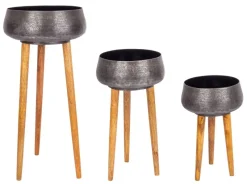 Discount Bizzotto SET3 P.VASO VARANASI TREPPIEDE TO NERO