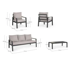 New Bizzotto SET4 SALOTTO C-C ELNA ANTRACITE LH32