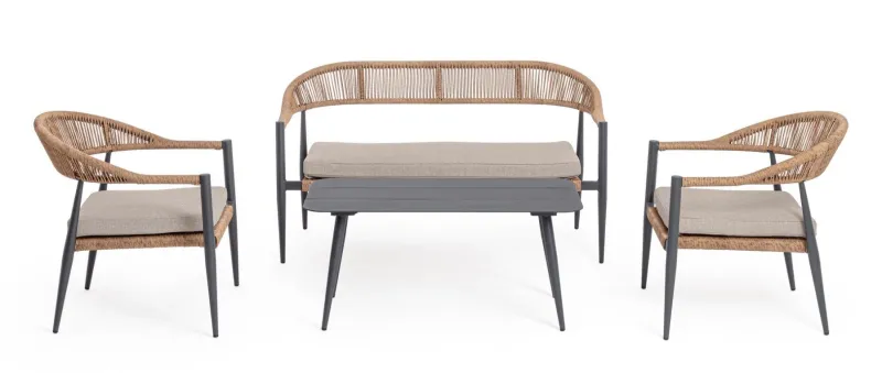 Hot Bizzotto SET4 SALOTTO C-C JANDIA ANTRACIT/NATURAL