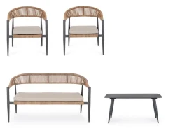 Hot Bizzotto SET4 SALOTTO C-C JANDIA ANTRACIT/NATURAL