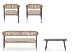 Hot Bizzotto SET4 SALOTTO C-C JANDIA ANTRACIT/NATURAL