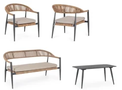 Hot Bizzotto SET4 SALOTTO C-C JANDIA ANTRACIT/NATURAL
