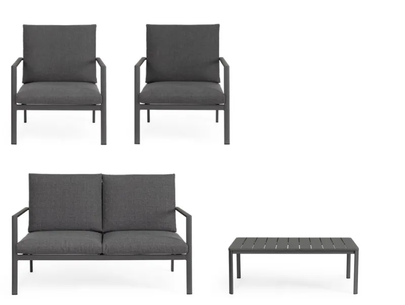 Best Bizzotto SET4 SALOTTO C-C KONNOR ANTRACITE CX23