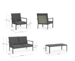 Best Bizzotto SET4 SALOTTO C-C KONNOR ANTRACITE CX23