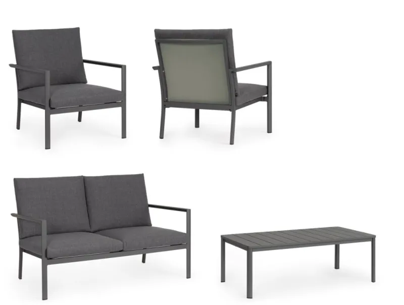 Best Bizzotto SET4 SALOTTO C-C KONNOR ANTRACITE CX23