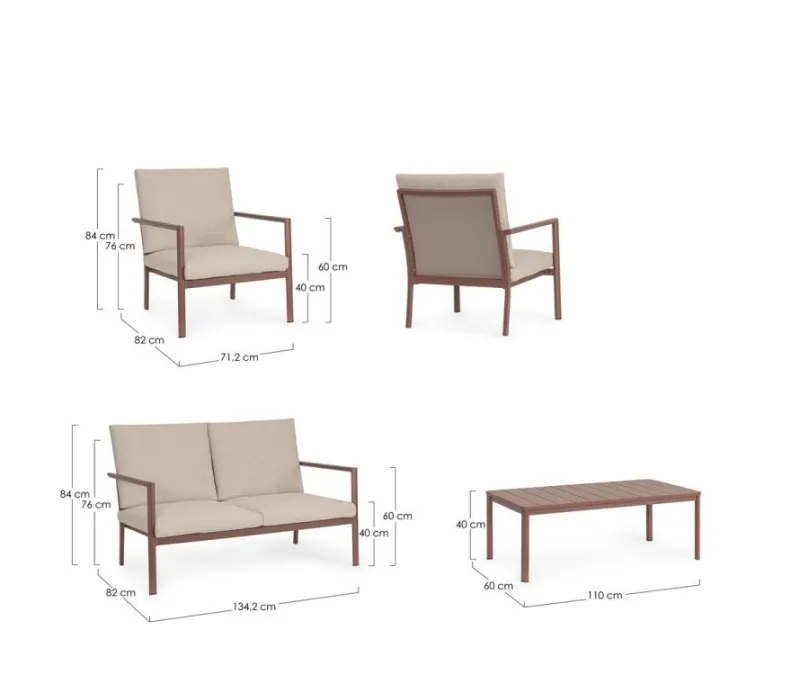 Bizzotto SET4 SALOTTO C-C KONNOR BARN