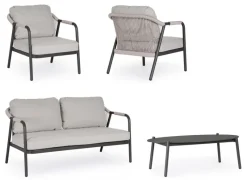 New Bizzotto SET4 SALOTTO C-C MIRAVET ANTRACITE/KHAKI