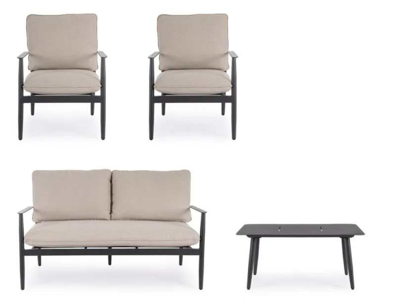 Best Bizzotto SET4 SALOTTO C-C NEBULA ANTRACITE YK13