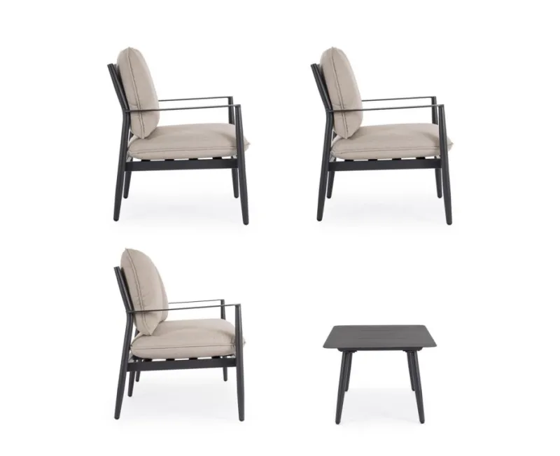 Best Bizzotto SET4 SALOTTO C-C NEBULA ANTRACITE YK13