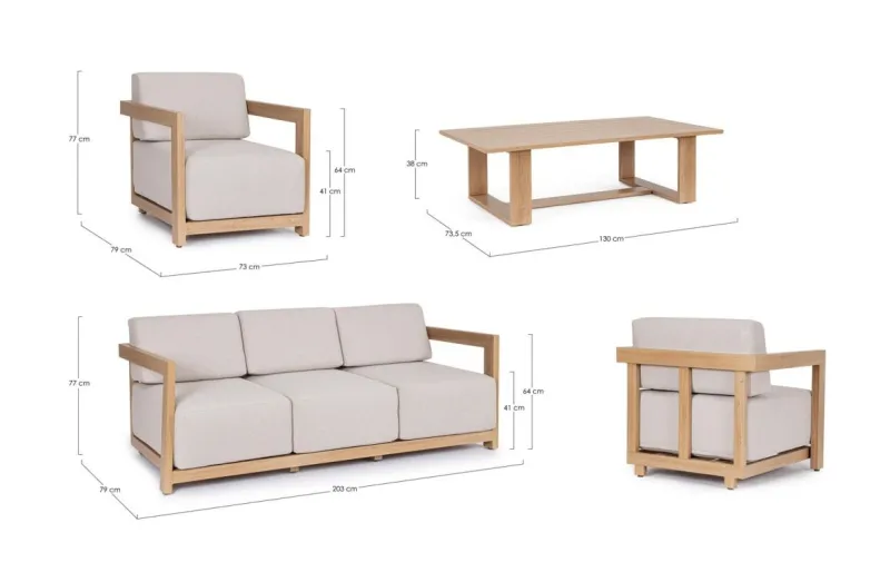 Clearance Bizzotto SET4 SALOTTO IN ALLUMINIO NATURALE- THESEUS