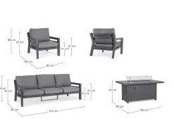 Hot Bizzotto SET4 SALOTTO IN ALLUMINIO ANTRACITE PG61 - HENDRIX