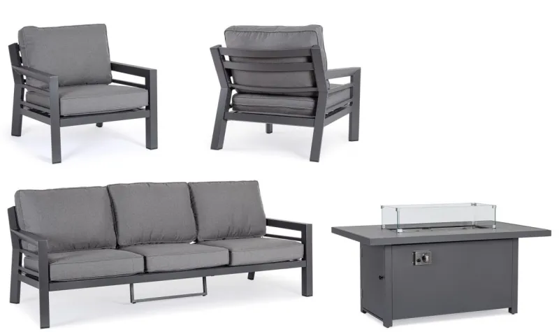 Hot Bizzotto SET4 SALOTTO IN ALLUMINIO ANTRACITE PG61 - HENDRIX