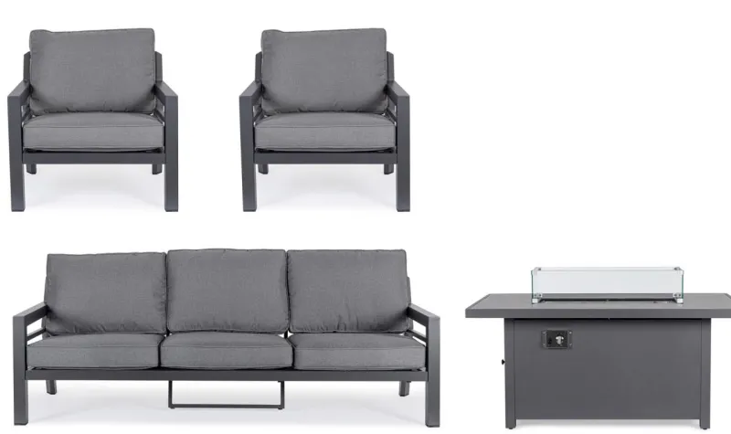 Hot Bizzotto SET4 SALOTTO IN ALLUMINIO ANTRACITE PG61 - HENDRIX