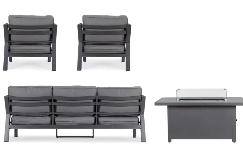 Hot Bizzotto SET4 SALOTTO IN ALLUMINIO ANTRACITE PG61 - HENDRIX