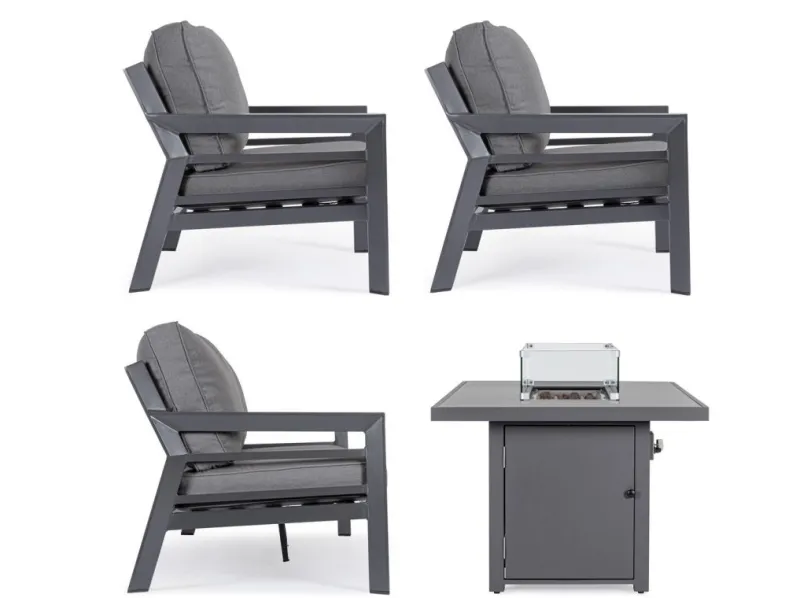 Hot Bizzotto SET4 SALOTTO IN ALLUMINIO ANTRACITE PG61 - HENDRIX