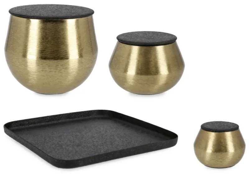 Outlet Bizzotto SET3 SCATOLA KAMYA - VASSOIO C-COP OR NE