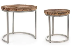 Sale Bizzotto SET2 TAVOLINI ALTI IN LEGNO RICICLATO - RAFTER