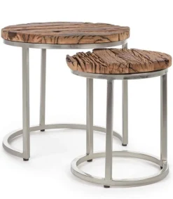 Sale Bizzotto SET2 TAVOLINI ALTI IN LEGNO RICICLATO - RAFTER