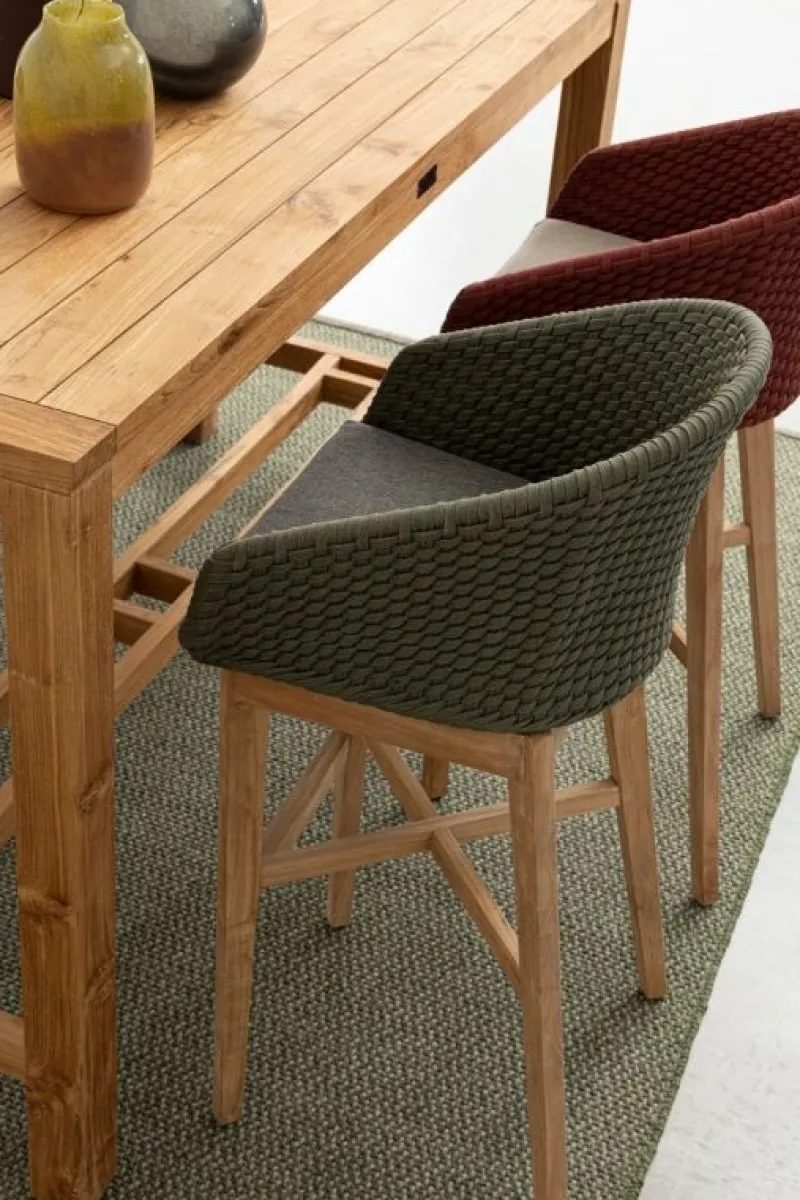 New Bizzotto SGABELLO BAR IN CORDA PER ESTERNO VERDE - COACHELLA