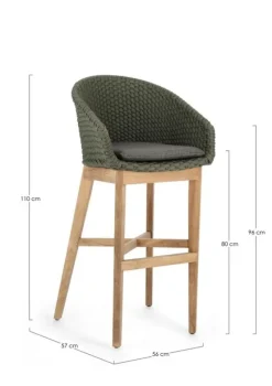 New Bizzotto SGABELLO BAR IN CORDA PER ESTERNO VERDE - COACHELLA