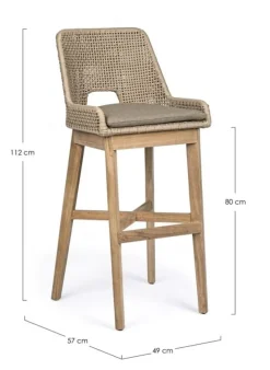 Clearance Bizzotto SGABELLO BAR IN CORDA PER ESTERNO TOROTRA - HESPERIA