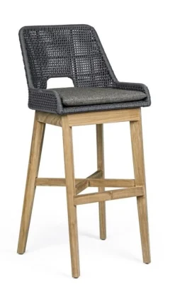 Outlet Bizzotto SGABELLO BAR IN CORDA PER ESTERNO COLOR ARDESIA - HESPERIA