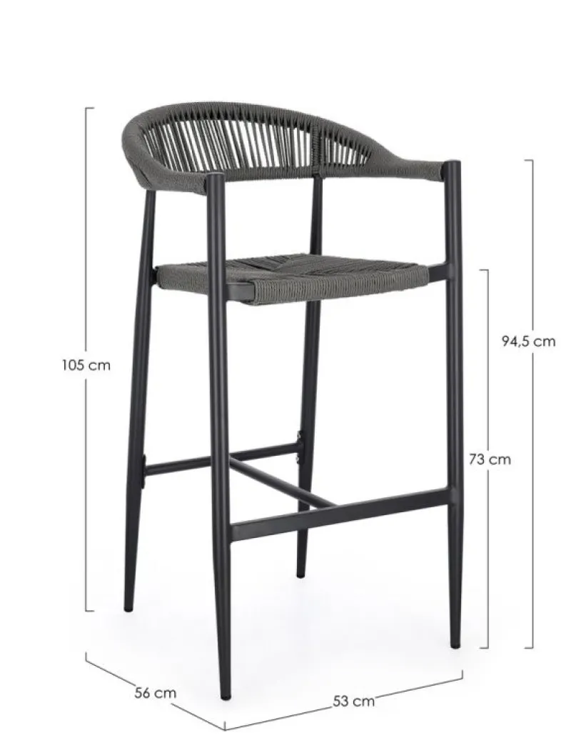 Best Bizzotto SGABELLO BAR JANDIA ANTRACITE/GRIGIO