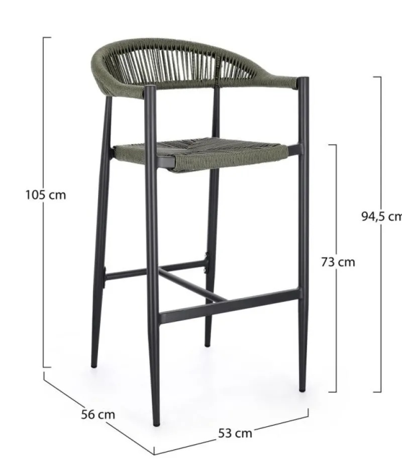 Discount Bizzotto SGABELLO BAR JANDIA ANTRACITE/VERDE