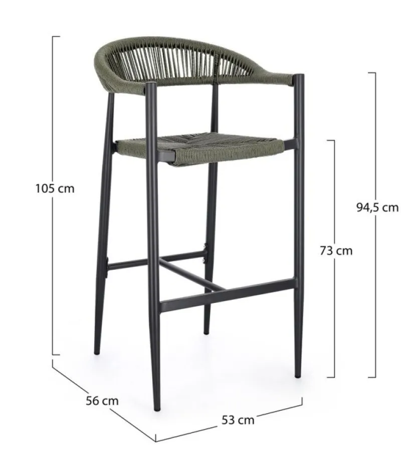 New Bizzotto SGABELLO BAR JANDIA ANTRACITE/VERDE