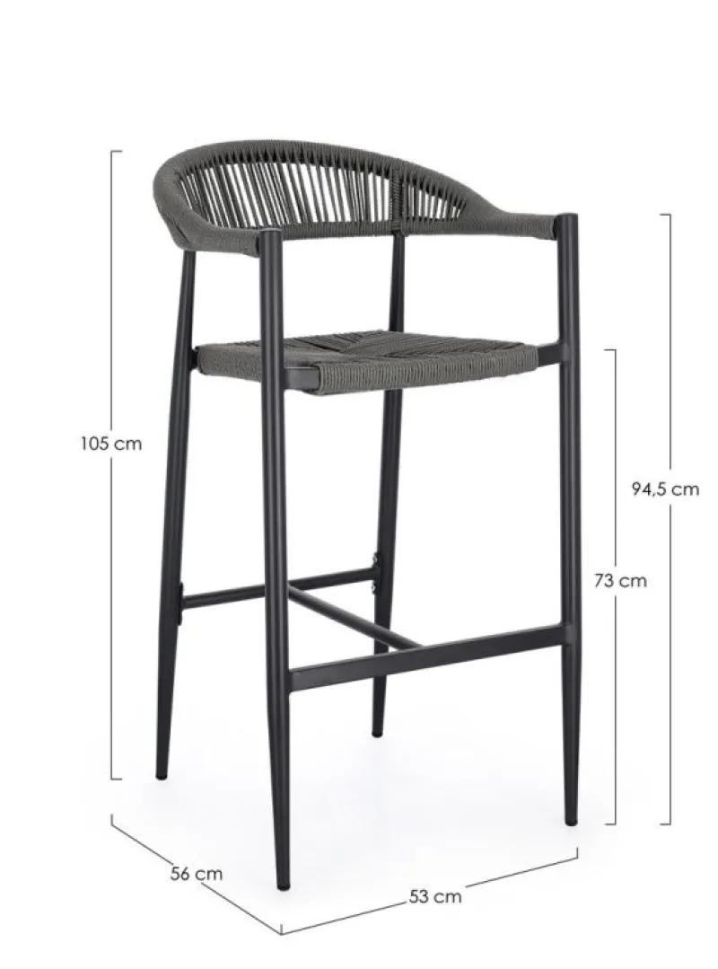 Outlet Bizzotto SGABELLO BAR JANDIA ANTRACITE/GRIGIO